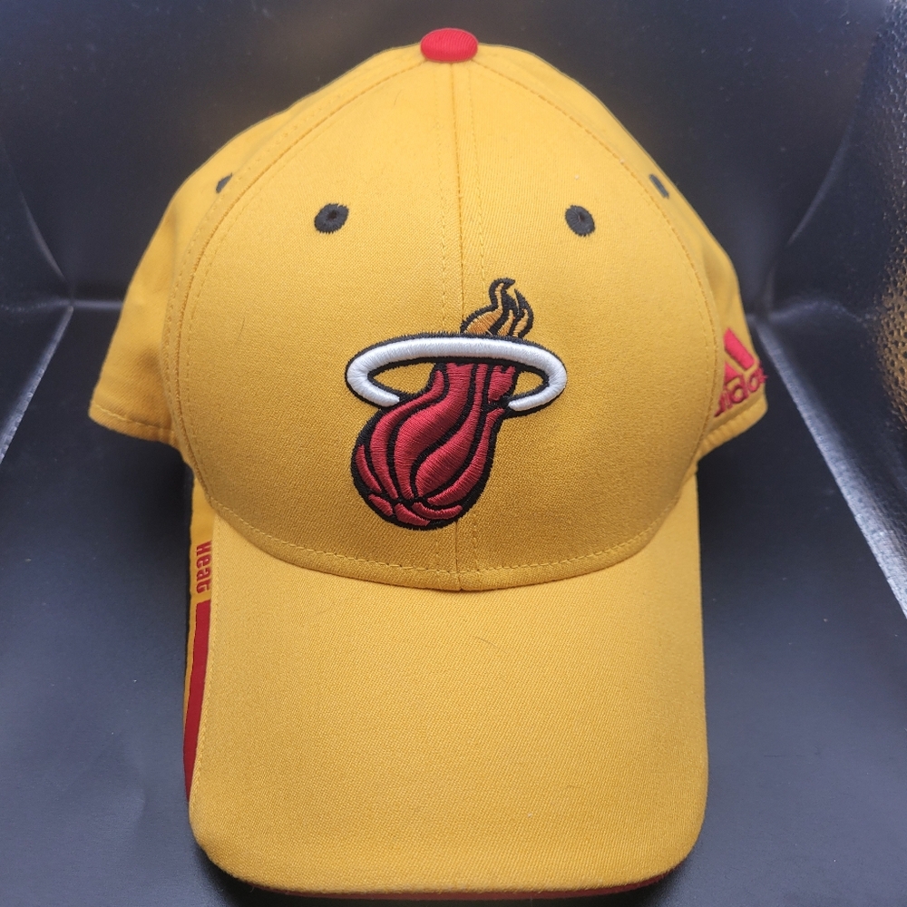 NBA Adidas Bright Yellow And Red Embroidered  Miami Heat Hat Cap OSFA